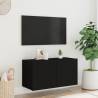 TV Wall Cabinet with LED Lights - Black 80x35x41 cm