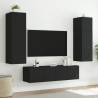 TV Wall Cabinet with LED Lights - Black 80x35x41 cm