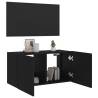 TV Wall Cabinet with LED Lights - Black 80x35x41 cm