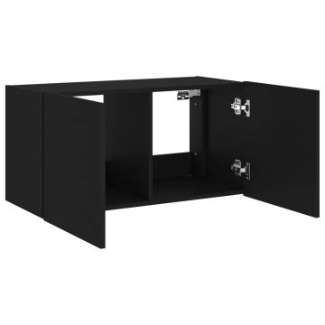 TV Wall Cabinet with LED Lights - Black 80x35x41 cm