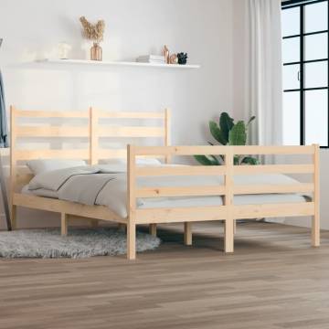 Solid Wood Pine Bed Frame 140x200 cm - Classic Comfort