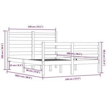 Solid Wood Pine Bed Frame 140x200 cm - Classic Comfort