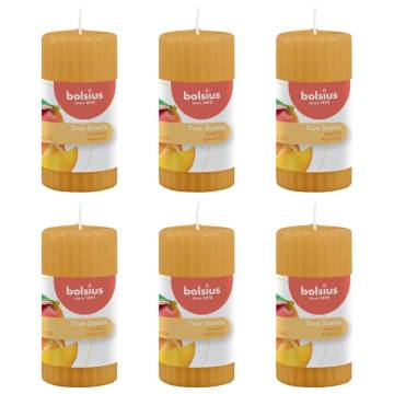 Bolsius Ribbed Pillar Scented Candles - Mango, 6 pcs