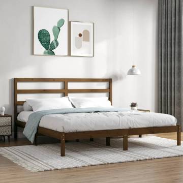 Honey Brown Solid Wood Pine Bed Frame 200x200 cm | HipoMarket