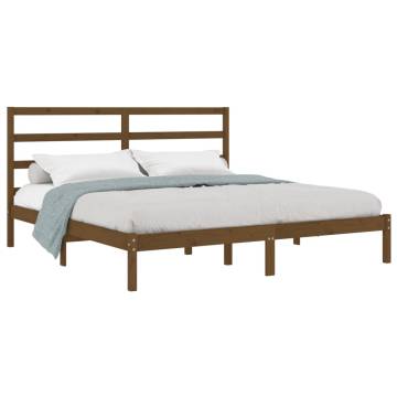 Honey Brown Solid Wood Pine Bed Frame 200x200 cm | HipoMarket