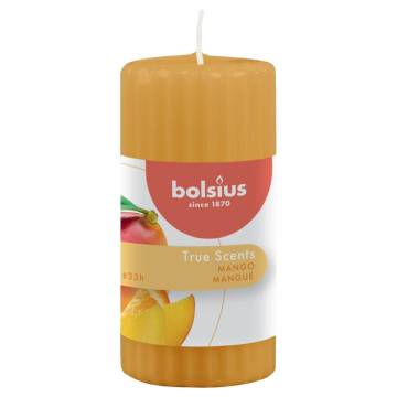 Bolsius Ribbed Pillar Scented Candles - Mango, 6 pcs