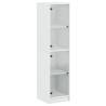 Stylish Highboard with Glass Doors - White 35x37x142 cm