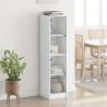 Stylish Highboard with Glass Doors - White 35x37x142 cm