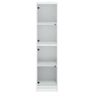 Stylish Highboard with Glass Doors - White 35x37x142 cm