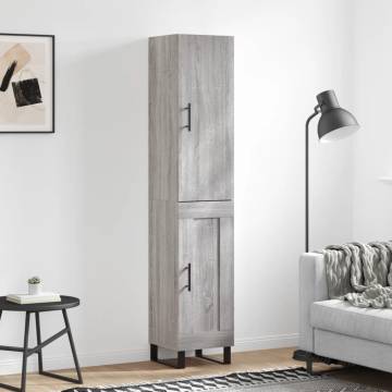 Elegant Highboard Grey Sonoma – 34.5x34x180 cm Engineered Wood