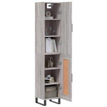 Elegant Highboard Grey Sonoma – 34.5x34x180 cm Engineered Wood