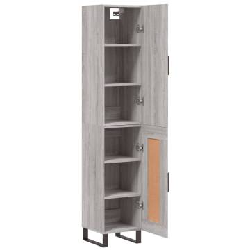 Elegant Highboard Grey Sonoma – 34.5x34x180 cm Engineered Wood