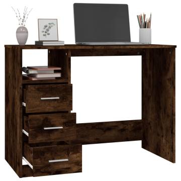 Elegant Smoked Oak Desk with Drawers - 102x50 cm | HipoMarket