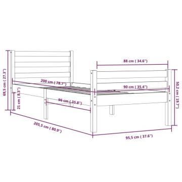 Solid Wood Bed Frame 90x200 cm - Stylish & Sturdy Design