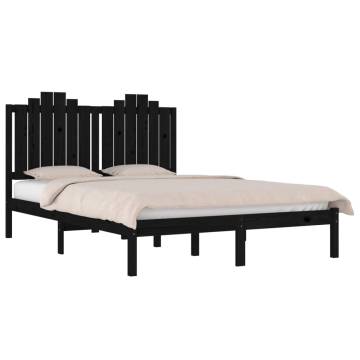 Black Solid Wood Pine Bed Frame 150x200 cm King Size