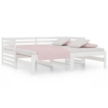 Pull-out Day Bed White - Solid Wood Pine (90x190 cm)