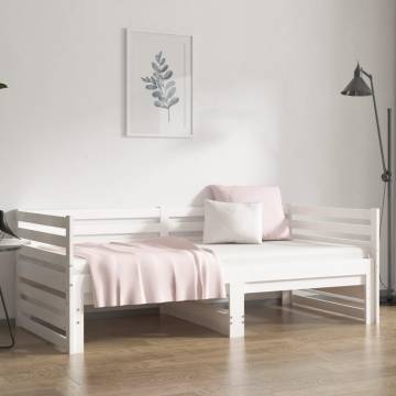 Pull-out Day Bed White - Solid Wood Pine (90x190 cm)