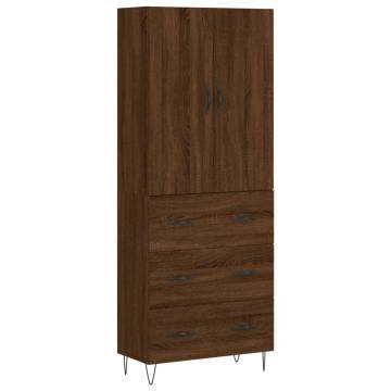 Stylish Highboard Brown Oak - 69.5x34x180 cm Engineered Wood