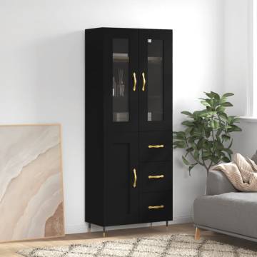 Stylish Highboard Black 69.5x34x180 cm - Hipomarket UK