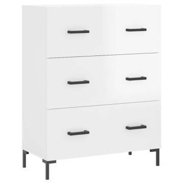 Stylish Highboard High Gloss White - 69.5x34x180 cm