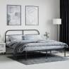 Stylish Black Metal Bed Frame with Headboard - 160x200 cm