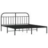 Stylish Black Metal Bed Frame with Headboard - 160x200 cm