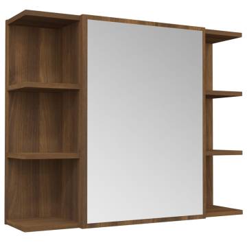 Brown Oak Bathroom Mirror Cabinet - 80x20.5x64 cm