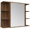 Brown Oak Bathroom Mirror Cabinet - 80x20.5x64 cm