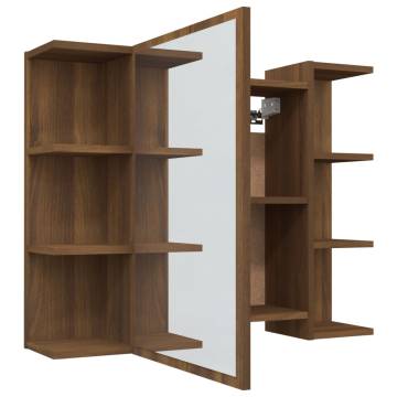 Brown Oak Bathroom Mirror Cabinet - 80x20.5x64 cm