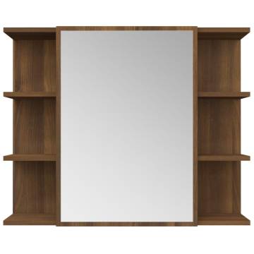 Brown Oak Bathroom Mirror Cabinet - 80x20.5x64 cm