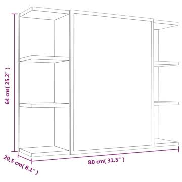 Brown Oak Bathroom Mirror Cabinet - 80x20.5x64 cm