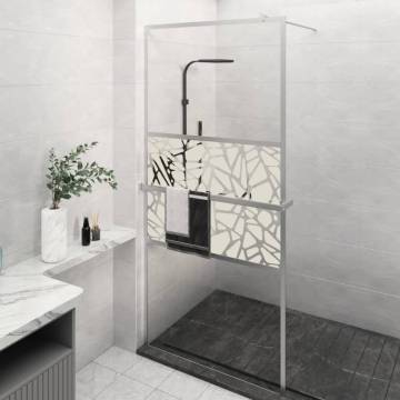 Modern Walk-in Shower Wall with Chrome Shelf - 90x195 cm