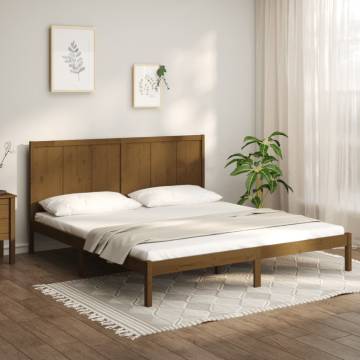 Honey Brown Solid Wood Pine Bed Frame 200x200 cm - Hipomarket