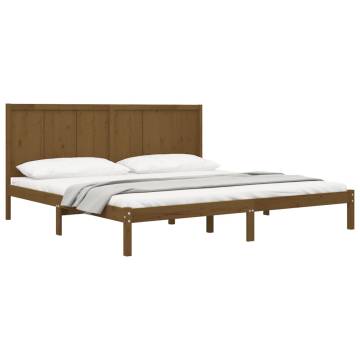 Honey Brown Solid Wood Pine Bed Frame 200x200 cm - Hipomarket