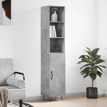 Stylish Highboard in Concrete Grey - Durable & Elegant Design