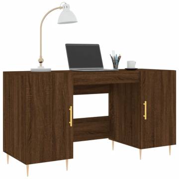 Elegant Brown Oak Desk - 140x50 cm | Quality Engineered Wood