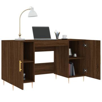 Elegant Brown Oak Desk - 140x50 cm | Quality Engineered Wood