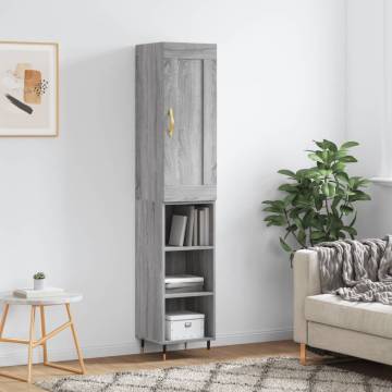 Stylish Highboard Grey Sonoma - 34.5x34x180 cm