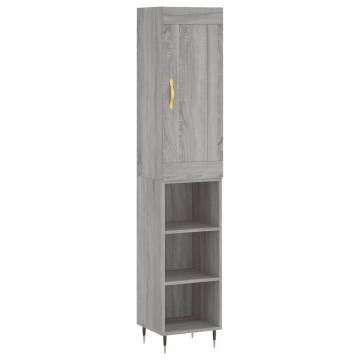 Stylish Highboard Grey Sonoma - 34.5x34x180 cm