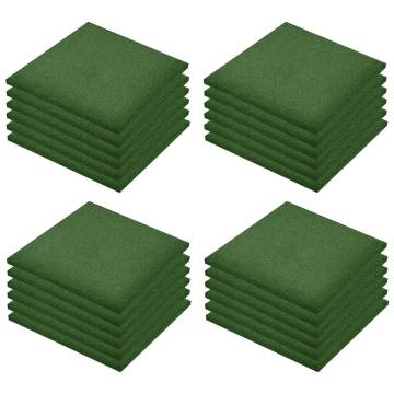 Fall Protection Rubber Tiles - 24 pcs Green 50x50x3 cm