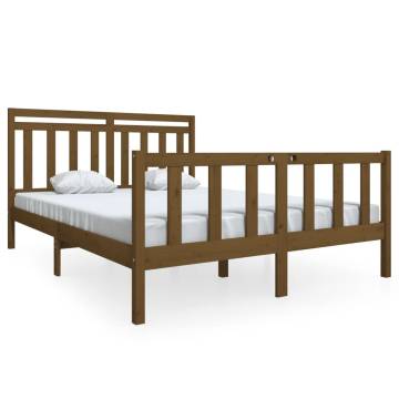 Honey Brown King Size Bed Frame - Solid Pine Wood 150x200 cm