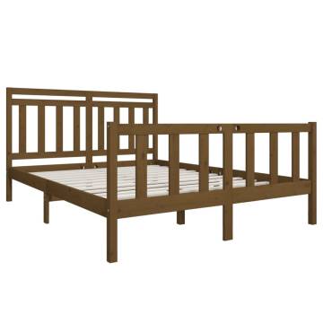 Honey Brown King Size Bed Frame - Solid Pine Wood 150x200 cm