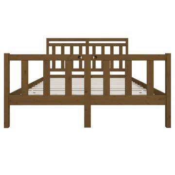 Honey Brown King Size Bed Frame - Solid Pine Wood 150x200 cm