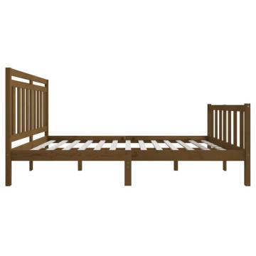 Honey Brown King Size Bed Frame - Solid Pine Wood 150x200 cm