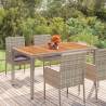 Garden Table with Wooden Top Grey 150x90x75 cm Poly Rattan Colour grey Size 150 x 90 x 75 cm Quantity in Package 1 Material wooden top 