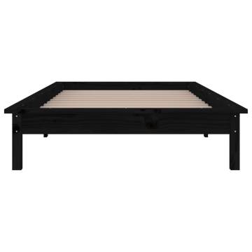 LED Bed Frame Black 90x190 cm - Stylish Solid Wood Design