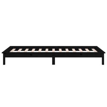 LED Bed Frame Black 90x190 cm - Stylish Solid Wood Design