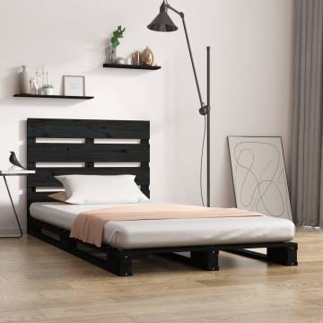 Stylish Black Bed Frame - 100x200 cm Solid Pine Wood