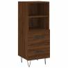 Elegant Highboard in Brown Oak - 34.5x34x180 cm Engineered Wood