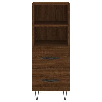 Elegant Highboard in Brown Oak - 34.5x34x180 cm Engineered Wood